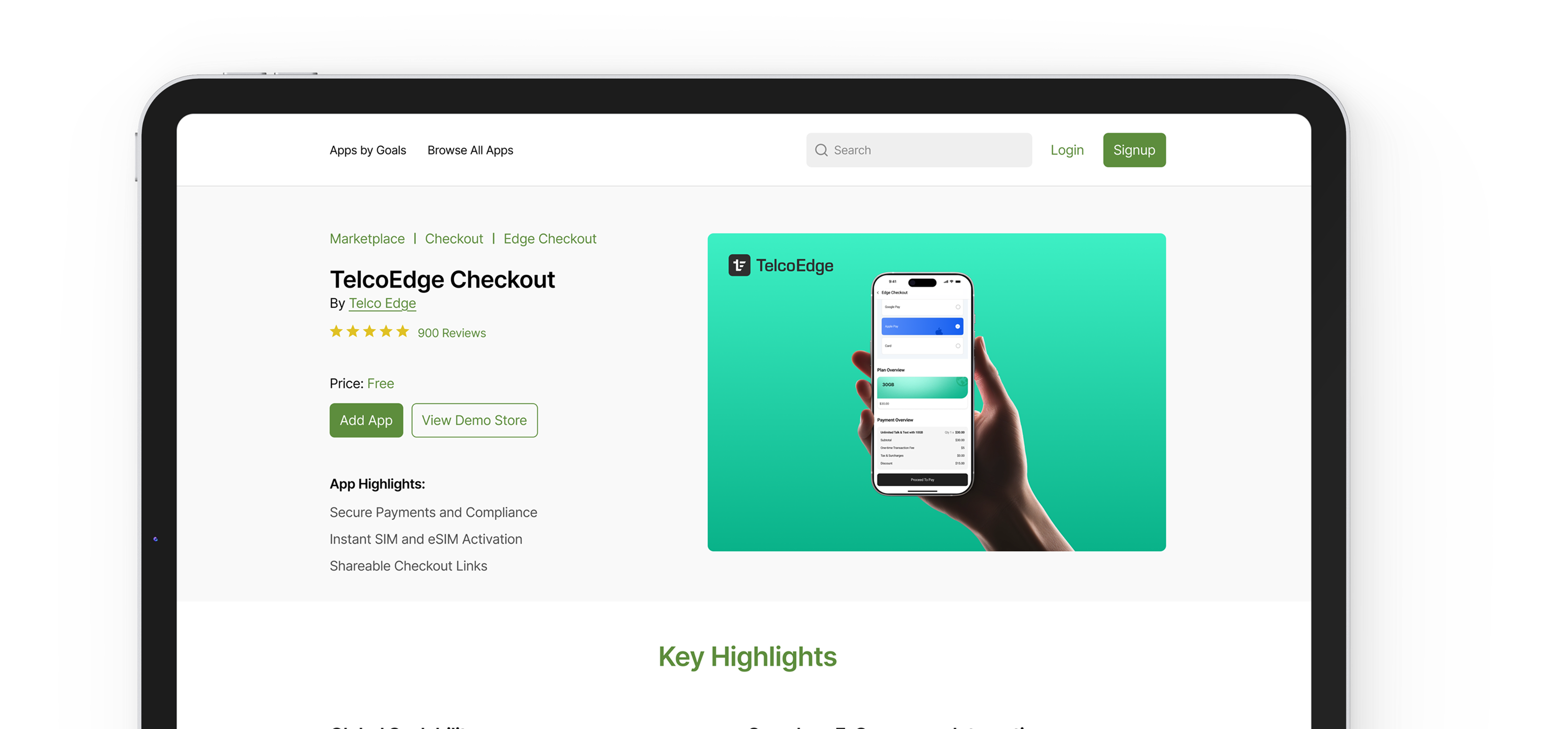 Checkout process on mobile screen